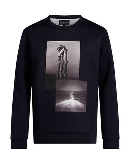 Man Sweatshirt Navy Size L Viscose, Polyester