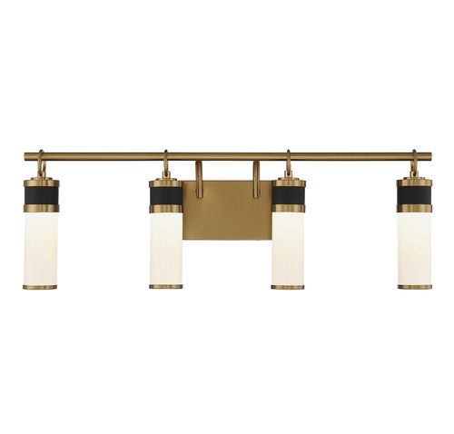 Abel 4-Light LED Bathroom Vanity Light in Matte Black with Warm Brass Accent