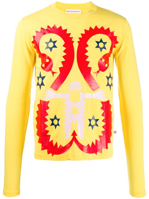 2009 snake printed long-sleeved T-shirt - Yellow