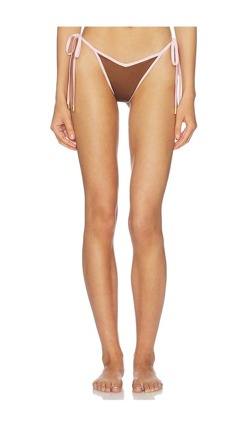 Cin Cin Racer String Bikini Bottom in Brown. - S also in XS