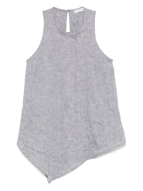 Linen Asymmetrical Tank Top — grey
