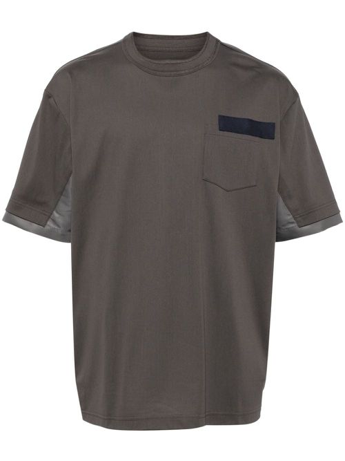 Panelled-design T-shirt - Grey