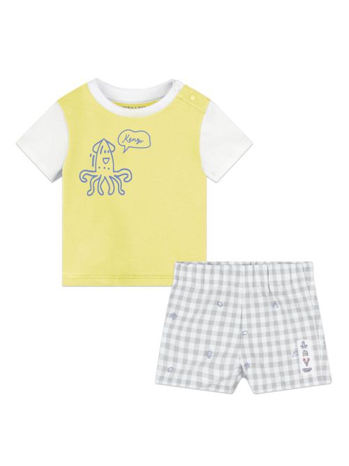 Graphic-print checked short set - Yellow