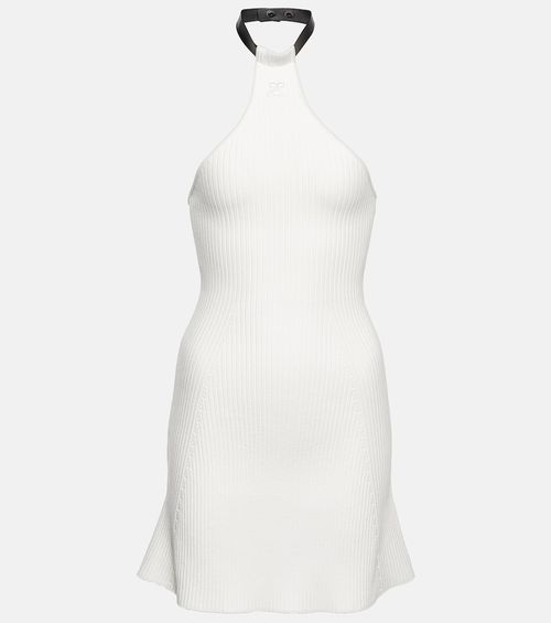 Ribbed-knit halterneck minidress