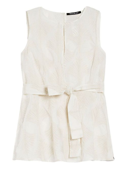 Patterned-jacquard belted vest - Neutrals