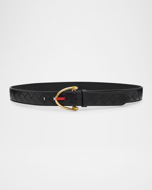 Snake Buckle Leather Belt