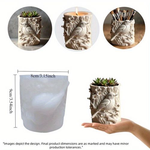 TEMU Robin Relief Resin Mold - Silicone Mold For Diy Crafts, Multi-use For Candle Making, Epoxy Resin, Plaster, Clay, Reusable & Versatile For Wax