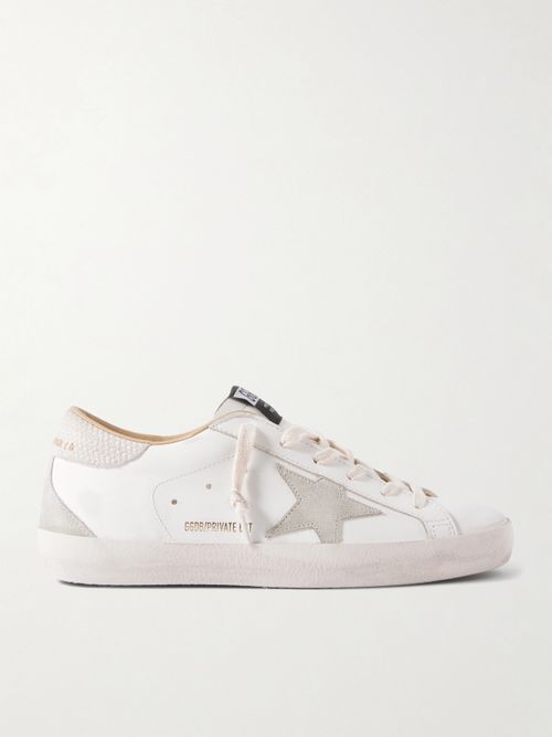 Super-star Distressed Suede-trimmed Leather Sneakers