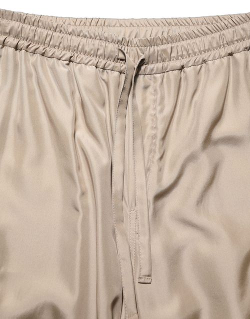 Silk Ruched Cargo Joggers — Brown