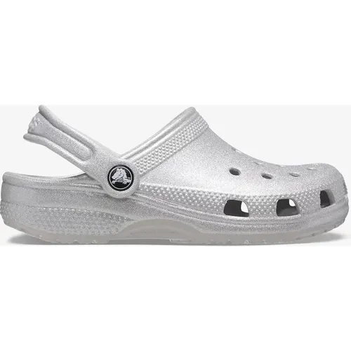 Girl's Crocs Girls Classic Glitter Clog in Silver