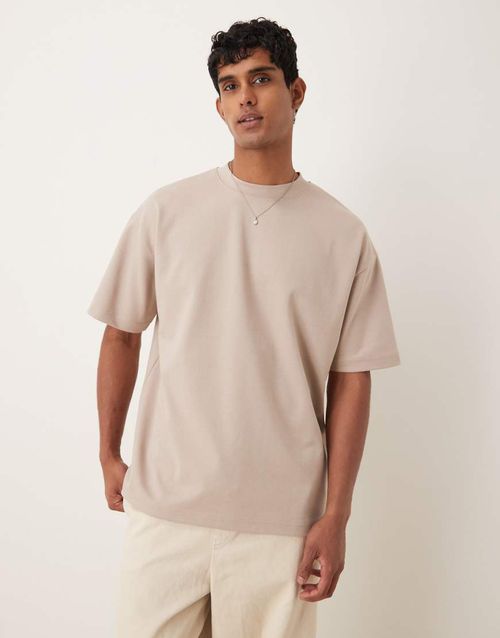 BreatheMAX™ heavyweight oversized T-shirt in stone cotton blend-Neutral