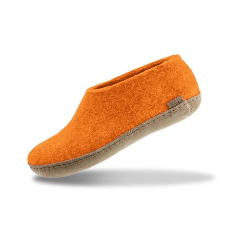 Glerups 100% quality wool mix Shoe Slipper with leather sole - Unisex - Orange