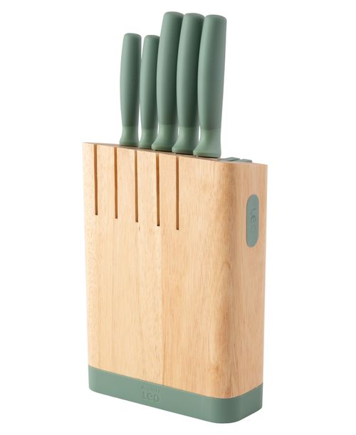 Leo Stainless Steel 6 Piece Knife Set - Green, Beige