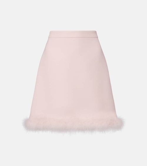 Crepe Couture feather-trimmed miniskirt