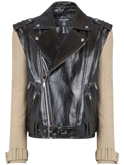 Panelled biker jacket - Black
