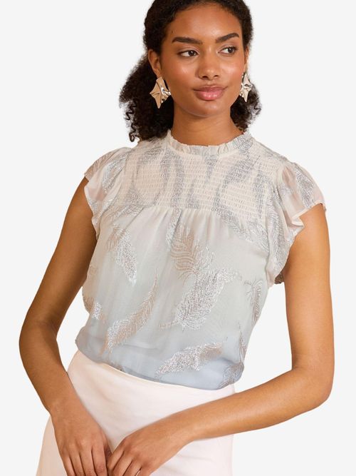 Love & roses Camicia da donna blu pastello / argento