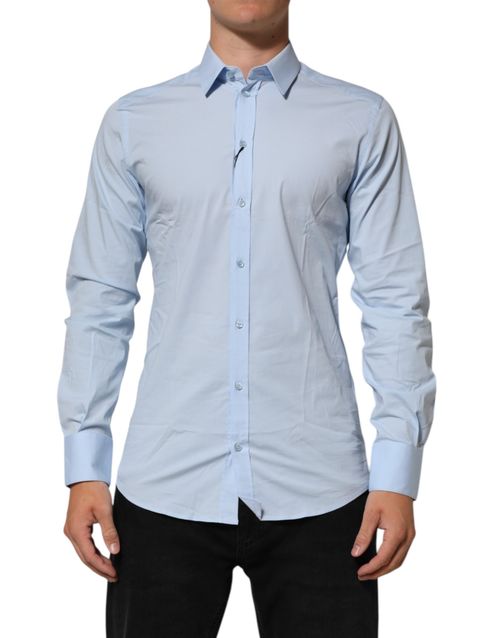 Cotton-Elastane Dress Shirt — Blue