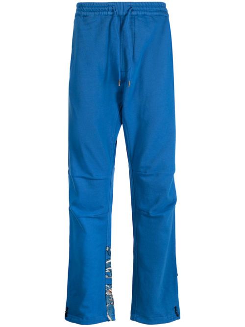 Dragon-print cotton trousers - Blue