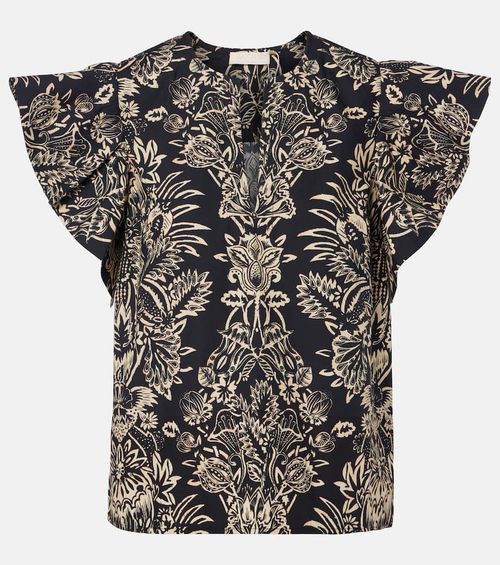 Severine printed cotton poplin top
