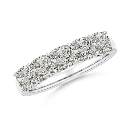 Angara 2.5 Carats Prong-Set Cushion Diamond Five Stone Wedding Ring in Silver