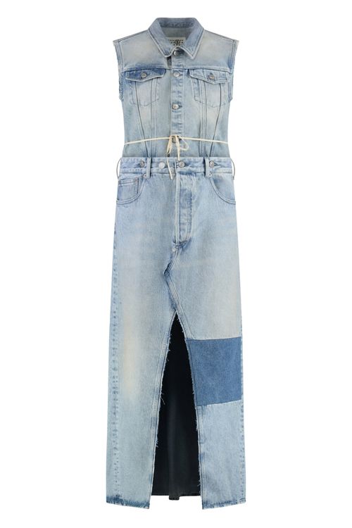 Denim Mini Dress with Removable Skirt & Waist Belt