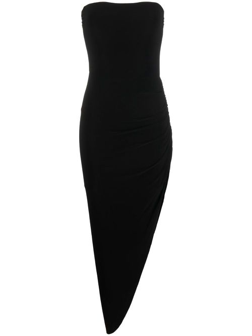 Strapless asymmetric bodycon dress - Black