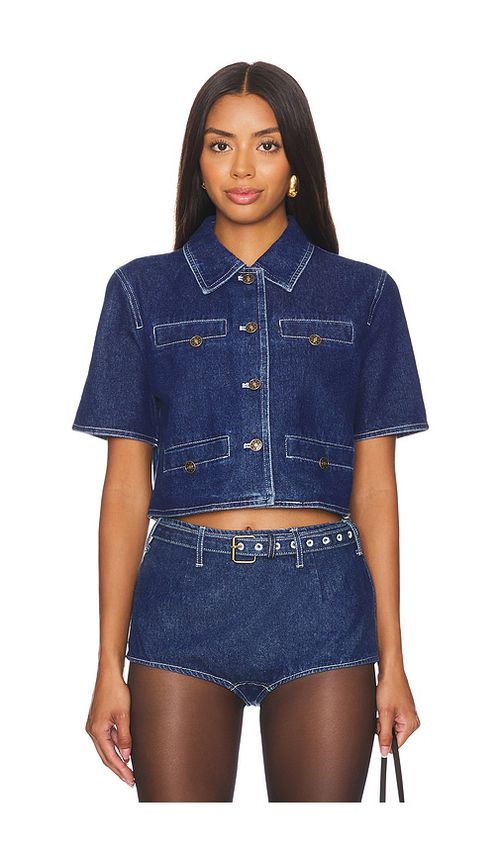 LIONESS Halston Denim Top in Denim-Dark. -  XS also in L, M, S