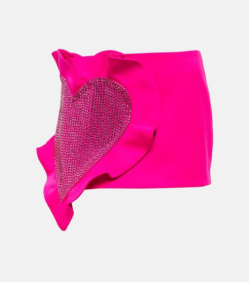 Area Heart ruffle wool miniskirt