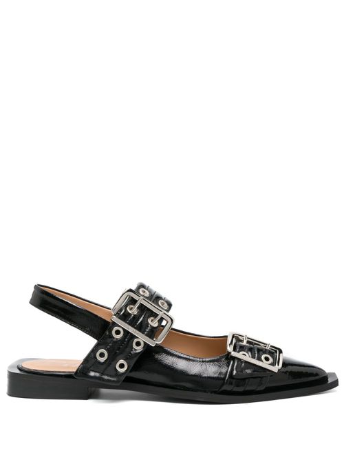 Eyelet-detail slingback pumps - Black