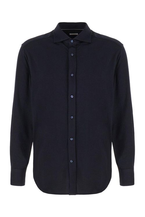 Spread-collared Buttoned Shirt