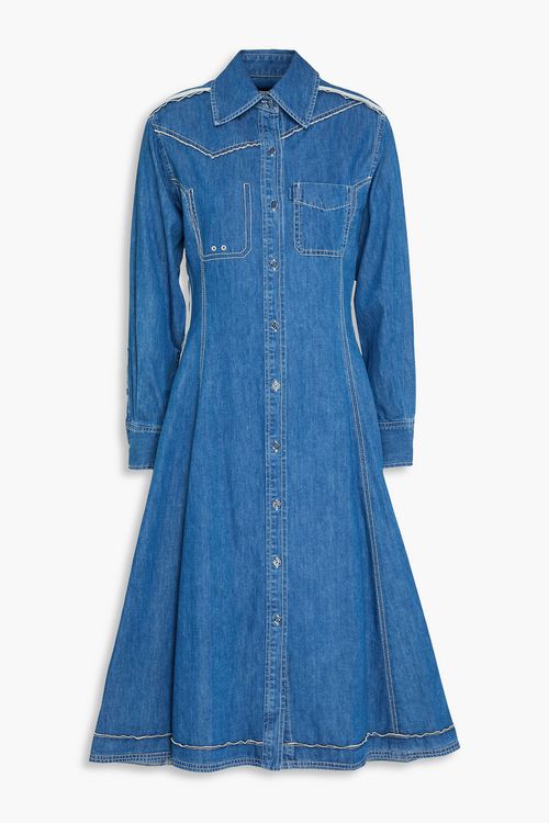 Cotton-chambray midi shirt dress - Blue - US 0