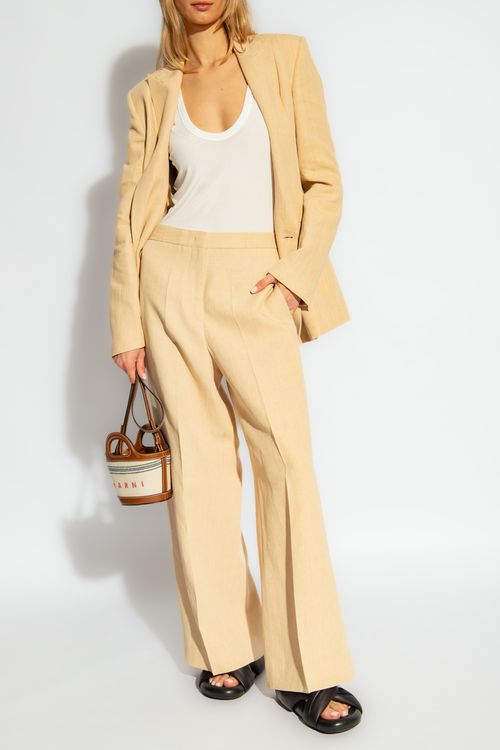 Pleat-front Trousers, Women's, Beige