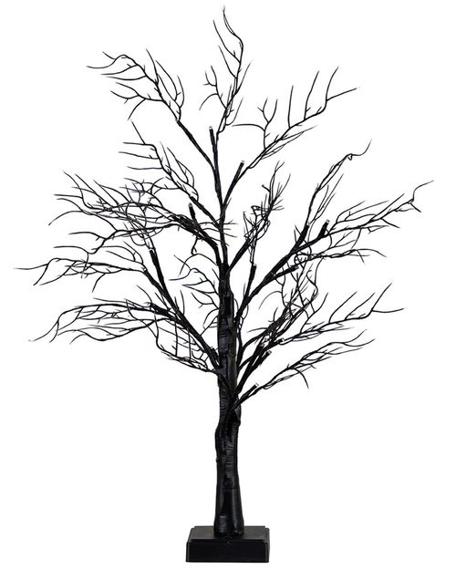 2ft Pre-Lit Halloween Deluxe Black Twig Artificial Fall Tree  With 44 Orange & Purple LED Lights
