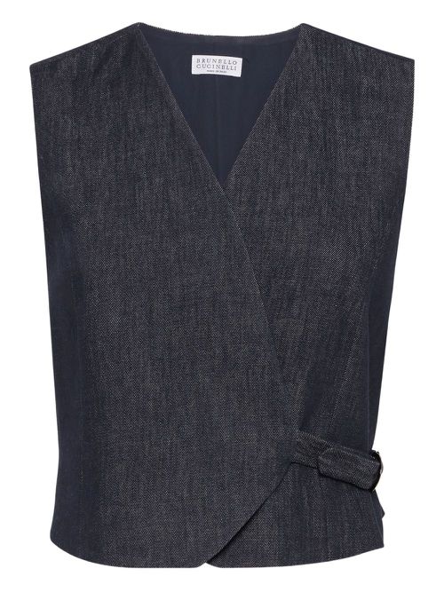 Wrap cotton waistcoat - Blue
