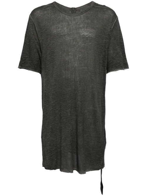 Zip-detailing linen T-shirt - Grey