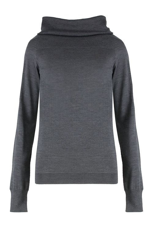 Virgin Wool Turtleneck Sweater — Gray