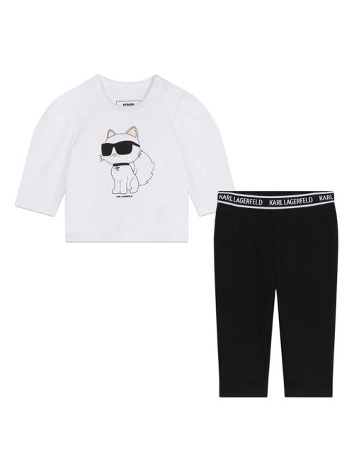 Cotton t-shirt and leggings set - White