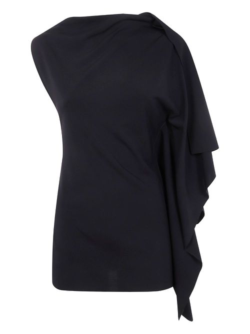 Draped one-shoulder top - Black
