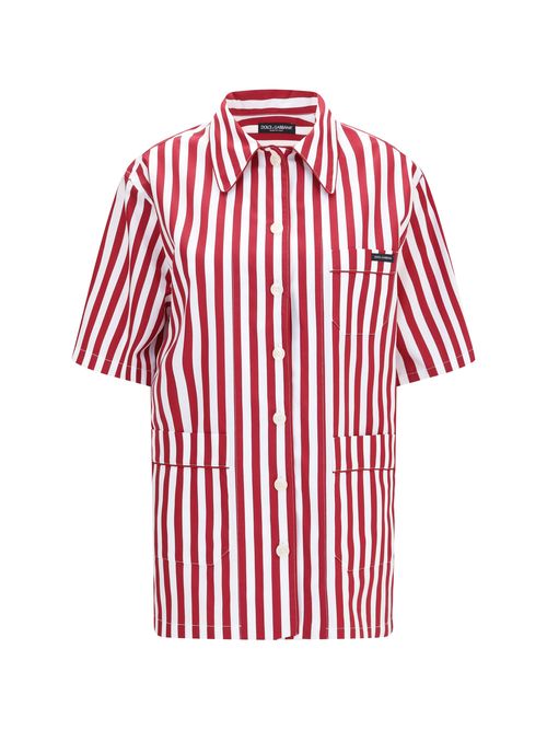 Striped Cotton Shirt — Red