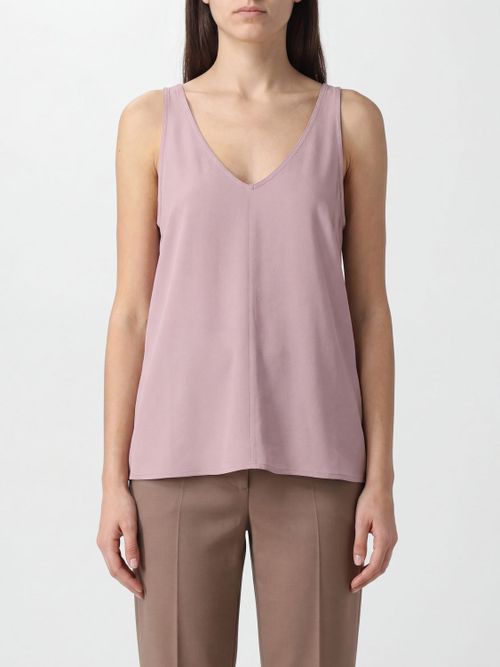 Silk-Blend Top with V-Neck and Off-the-Shoulder Design