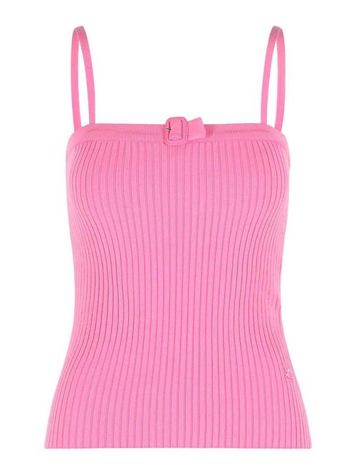 Buckle Tank Top In Pink Viscose Blend