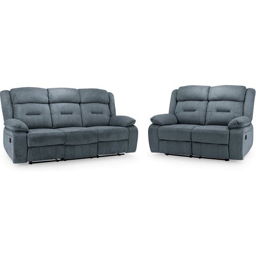 Norwich Fabric Recliner 3+2 Seater Sofa Set In Grey