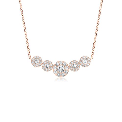 Angara 1.01 CTW Lab-Grown Graduated Five Stone Diamond Halo Necklace in 14K Rose Gold