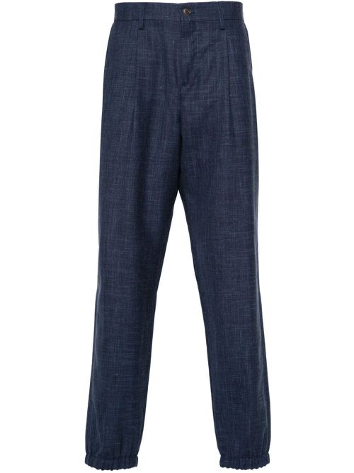 Chambray wool-blend trousers - Blue