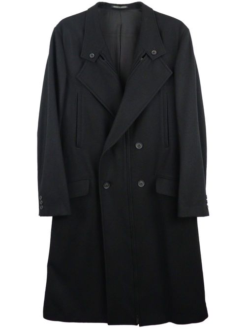 Double-breasted wool coat - Black