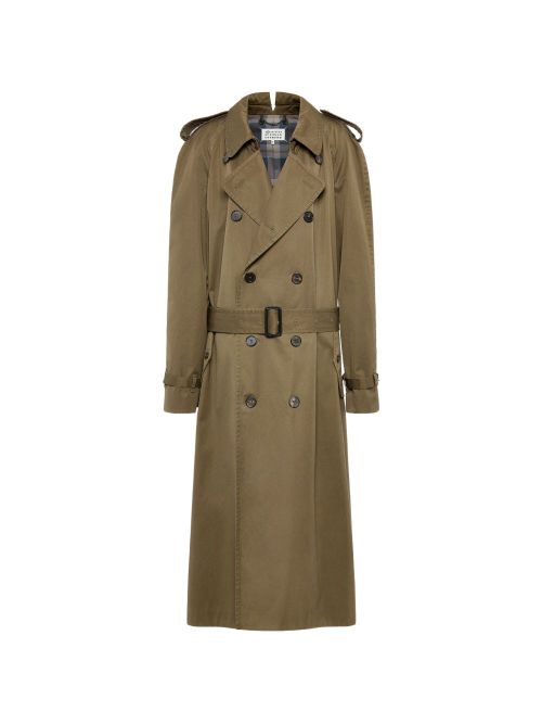 Cotton Double-Breasted Trench Coat — Olive Green
