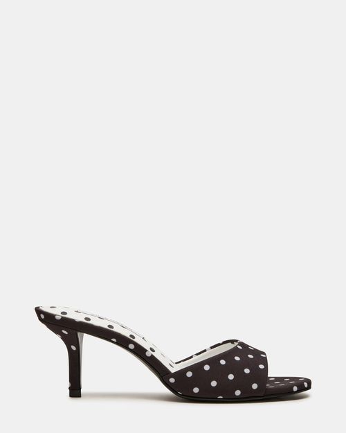 Steve Madden Women's Kendrix Polka Dot Mule Heels - Black/White - - Synthetic