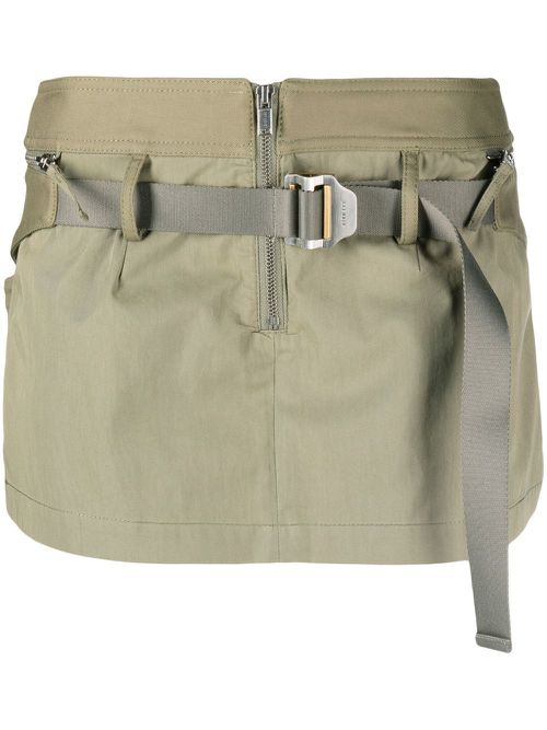 Belted-waist mini skirt - Green