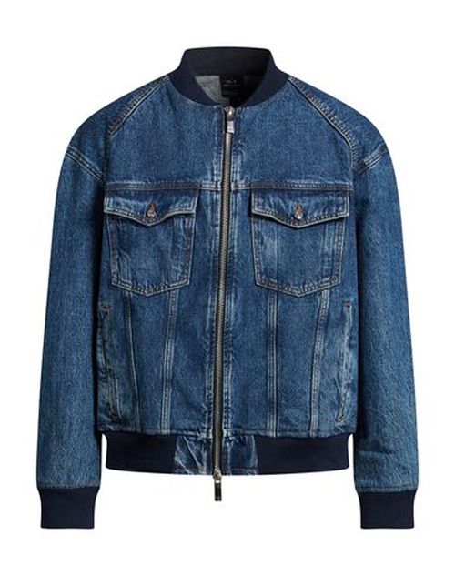 Man Denim outerwear Blue Size L Cotton