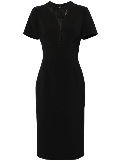 Lace-panel midi dress - Black